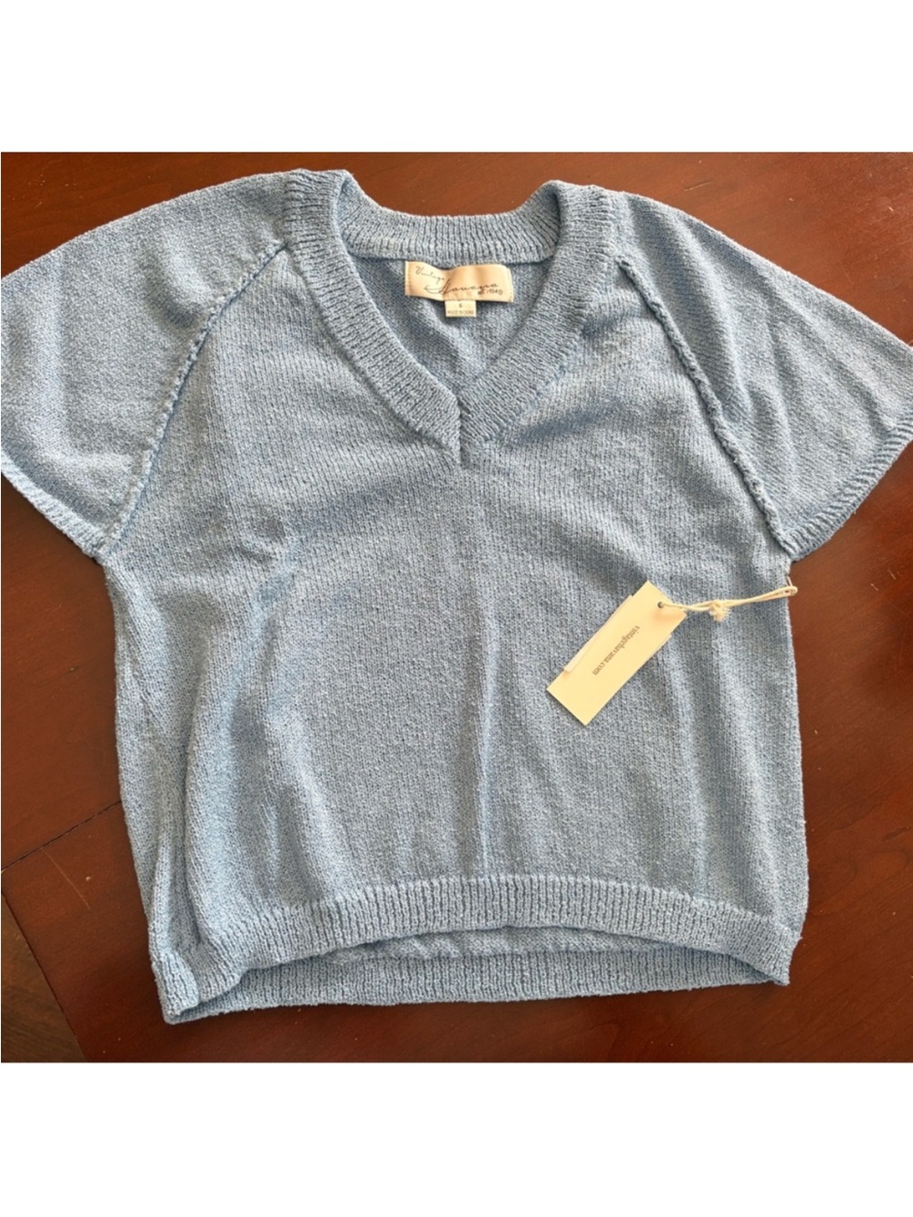 NWT Vintage Havana Relaxed Rib Knit Top Blue